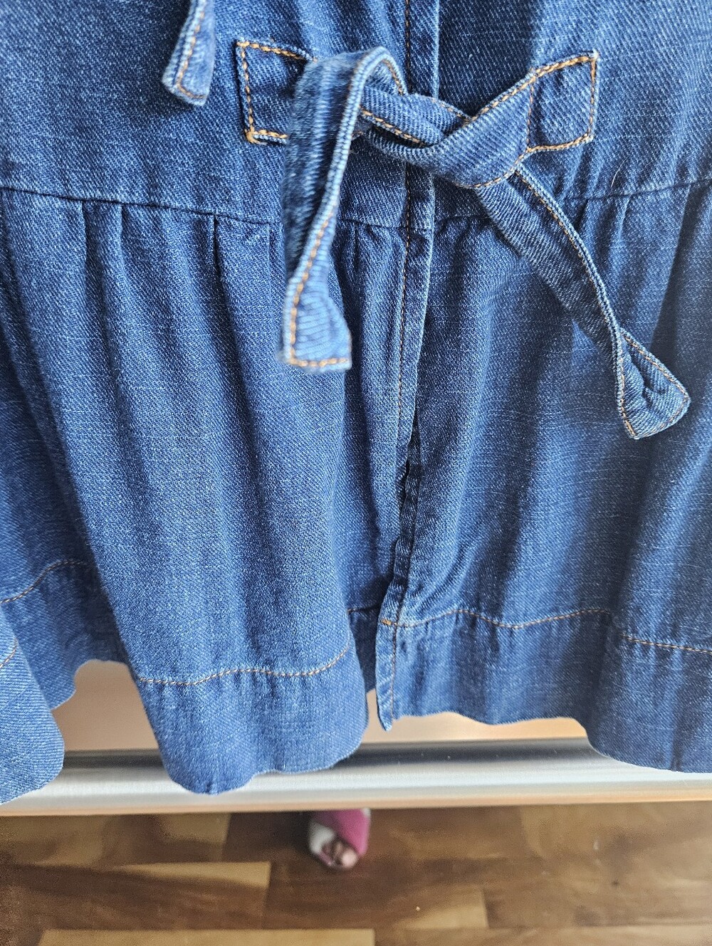 Velvet Heart Indigo Denim Tie-Front Peasant Blouse - Picture 4 of 5